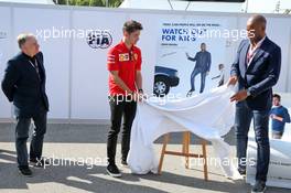 (L to R): Jean Todt (FRA) FIA President; Didier Drogba (CIV) Former Football Player; Charles Leclerc (MON) Ferrari, at an FIA Road Safety Campaign. 07.09.2019. Formula 1 World Championship, Rd 14, Italian Grand Prix, Monza, Italy, Qualifying Day.