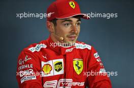 Charles Leclerc (MON) Ferrari in the post qualifying FIA Press Conference. 07.09.2019. Formula 1 World Championship, Rd 14, Italian Grand Prix, Monza, Italy, Qualifying Day.