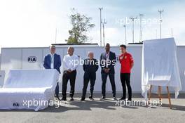 (L to R): Giovanni Uboldi (ITA) IGP Decaux Commercial and Marketing Director; Chase Carey (USA) Formula One Group Chairman; Jean Todt (FRA) FIA President; Didier Drogba (CIV) Former Football Player; Charles Leclerc (MON) Ferrari, at an FIA Road Safety Campaign. 07.09.2019. Formula 1 World Championship, Rd 14, Italian Grand Prix, Monza, Italy, Qualifying Day.