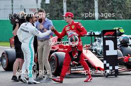 (L to R): Lewis Hamilton (GBR) Mercedes AMG F1 with pole sitter Charles Leclerc (MON) Ferrari in qualifying parc ferme. 07.09.2019. Formula 1 World Championship, Rd 14, Italian Grand Prix, Monza, Italy, Qualifying Day.