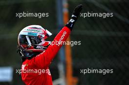 Charles Leclerc (MON) Ferrari celebrates his pole position in qualifying parc ferme. 07.09.2019. Formula 1 World Championship, Rd 14, Italian Grand Prix, Monza, Italy, Qualifying Day.