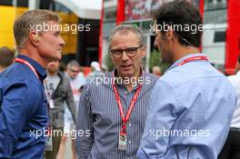 (L to R): David Coulthard (GBR) Red Bull Racing and Scuderia Toro Advisor / Channel 4 F1 Commentator with Stefano Domenicali (ITA) FIA Single-Seater Commission President and Mark Webber (AUS) Channel 4 Presenter. 07.09.2019. Formula 1 World Championship, Rd 14, Italian Grand Prix, Monza, Italy, Qualifying Day.