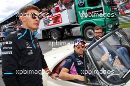 George Russell (GBR) Williams Racing and Sergio Perez (MEX) Racing Point F1 Team on the drivers parade. 08.09.2019. Formula 1 World Championship, Rd 14, Italian Grand Prix, Monza, Italy, Race Day.