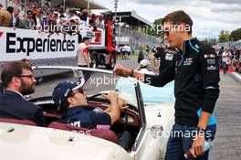Sergio Perez (MEX) Racing Point F1 Team and George Russell (GBR) Williams Racing on the drivers parade. 08.09.2019. Formula 1 World Championship, Rd 14, Italian Grand Prix, Monza, Italy, Race Day.