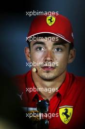 Charles Leclerc (MON) Ferrari in the FIA Press Conference. 05.09.2019. Formula 1 World Championship, Rd 14, Italian Grand Prix, Monza, Italy, Preparation Day.