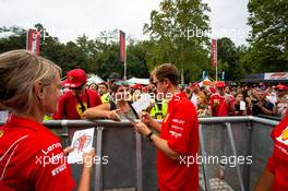 Sebastian Vettel (GER) Ferrari with fans. 05.09.2019. Formula 1 World Championship, Rd 14, Italian Grand Prix, Monza, Italy, Preparation Day.