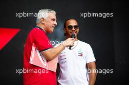 Lewis Hamilton (GBR) Mercedes AMG F1 on the FanZone stage. 05.09.2019. Formula 1 World Championship, Rd 14, Italian Grand Prix, Monza, Italy, Preparation Day.