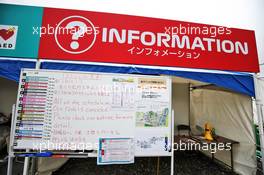 Circuit atmosphere - Information board showing Saturday qualifying being cancelled. 11.10.2019. Formula 1 World Championship, Rd 17, Japanese Grand Prix, Suzuka, Japan, Practice Day.
