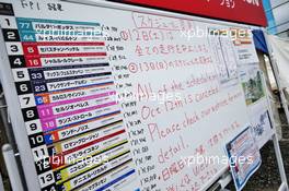 Circuit atmosphere - Information board showing Saturday qualifying being cancelled. 11.10.2019. Formula 1 World Championship, Rd 17, Japanese Grand Prix, Suzuka, Japan, Practice Day.