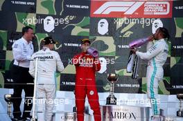 1st place Valtteri Bottas (FIN) Mercedes AMG F1 W10, 2nd place Sebastian Vettel (GER) Ferrari SF90 and 3rd place Lewis Hamilton (GBR) Mercedes AMG F1 W10. 13.10.2019. Formula 1 World Championship, Rd 17, Japanese Grand Prix, Suzuka, Japan, Race Day.