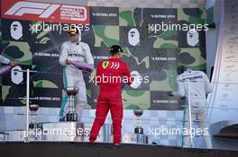 The podium (L to R): Race winner Valtteri Bottas (FIN) Mercedes AMG F1 with second placed Sebastian Vettel (GER) Ferrari and third placed Lewis Hamilton (GBR) Mercedes AMG F1. 13.10.2019. Formula 1 World Championship, Rd 17, Japanese Grand Prix, Suzuka, Japan, Sunday.