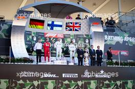 The podium (L to R): Sebastian Vettel (GER) Ferrari, second; Valtteri Bottas (FIN) Mercedes AMG F1, race winner; Lewis Hamilton (GBR) Mercedes AMG F1, third. 13.10.2019. Formula 1 World Championship, Rd 17, Japanese Grand Prix, Suzuka, Japan, Sunday.