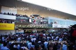 The podium (L to R): Sebastian Vettel (GER) Ferrari, second; Valtteri Bottas (FIN) Mercedes AMG F1, race winner; Lewis Hamilton (GBR) Mercedes AMG F1, third. 13.10.2019. Formula 1 World Championship, Rd 17, Japanese Grand Prix, Suzuka, Japan, Sunday.