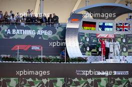 The podium (L to R): Sebastian Vettel (GER) Ferrari, second; Valtteri Bottas (FIN) Mercedes AMG F1, race winner; Lewis Hamilton (GBR) Mercedes AMG F1, third. 13.10.2019. Formula 1 World Championship, Rd 17, Japanese Grand Prix, Suzuka, Japan, Sunday.