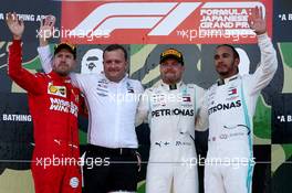 1st place Valtteri Bottas (FIN) Mercedes AMG F1 W10, 2nd place Sebastian Vettel (GER) Ferrari SF90 and 3rd place Lewis Hamilton (GBR) Mercedes AMG F1 W10. 13.10.2019. Formula 1 World Championship, Rd 17, Japanese Grand Prix, Suzuka, Japan, Race Day.