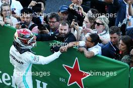 Lewis Hamilton (GBR) Mercedes AMG F1 celebrates his third position in parc ferme. 13.10.2019. Formula 1 World Championship, Rd 17, Japanese Grand Prix, Suzuka, Japan, Sunday.