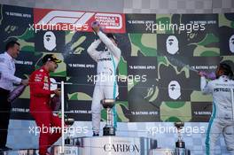 The podium (L to R): Sebastian Vettel (GER) Ferrari, second; Valtteri Bottas (FIN) Mercedes AMG F1, race winner; Lewis Hamilton (GBR) Mercedes AMG F1, third. 13.10.2019. Formula 1 World Championship, Rd 17, Japanese Grand Prix, Suzuka, Japan, Sunday.