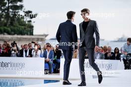 (L to R): Charles Leclerc (MON) Ferrari and George Russell (GBR) Williams Racing at the Amber Lounge Fashion Show. 24.05.2019. Formula 1 World Championship, Rd 6, Monaco Grand Prix, Monte Carlo, Monaco, Friday.