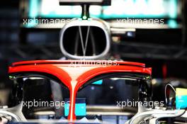 Mercedes AMG F1 W10 Halo cockpit cover - red in tribute to Niki Lauda. 24.05.2019. Formula 1 World Championship, Rd 6, Monaco Grand Prix, Monte Carlo, Monaco, Friday.