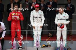 The podium (L to R): Sebastian Vettel (GER) Ferrari second; Lewis Hamilton (GBR) Mercedes AMG F1, race winner; Valtteri Bottas (FIN) Mercedes AMG F1, third.  26.05.2019. Formula 1 World Championship, Rd 6, Monaco Grand Prix, Monte Carlo, Monaco, Race Day.