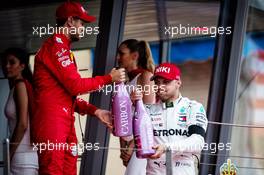 The podium (L to R): Sebastian Vettel (GER) Ferrari celebrates his second position with third placed Valtteri Bottas (FIN) Mercedes AMG F1. 26.05.2019. Formula 1 World Championship, Rd 6, Monaco Grand Prix, Monte Carlo, Monaco, Race Day.