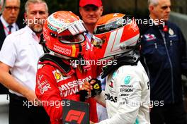 (L to R): Sebastian Vettel (GER) Ferrari celebrates his second position in parc ferme with race winner Lewis Hamilton (GBR) Mercedes AMG F1. 26.05.2019. Formula 1 World Championship, Rd 6, Monaco Grand Prix, Monte Carlo, Monaco, Race Day.