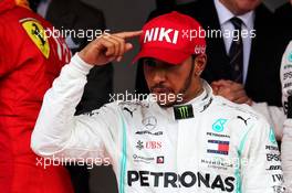 Race winnerLewis Hamilton (GBR) Mercedes AMG F1 celebrates on the podium. 26.05.2019. Formula 1 World Championship, Rd 6, Monaco Grand Prix, Monte Carlo, Monaco, Race Day.