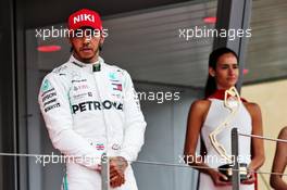 Race winner Lewis Hamilton (GBR) Mercedes AMG F1 celebrates on the podium. 26.05.2019. Formula 1 World Championship, Rd 6, Monaco Grand Prix, Monte Carlo, Monaco, Race Day.
