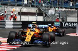 Lando Norris (GBR) McLaren MCL34 leads team mate Carlos Sainz Jr (ESP) McLaren MCL34. 25.05.2019. Formula 1 World Championship, Rd 6, Monaco Grand Prix, Monte Carlo, Monaco, Qualifying Day.