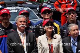 (L to R): Chase Carey (USA) Formula One Group Chairman; Michelle Yeoh (MAL); and Jean Todt (FRA) FIA President; on the drivers parade. 26.05.2019. Formula 1 World Championship, Rd 6, Monaco Grand Prix, Monte Carlo, Monaco, Race Day.