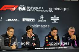 The FIA Press Conference (L to R): Andreas Seidl, McLaren Managing Director; Toto Wolff (GER) Mercedes AMG F1 Shareholder and Executive Director; Christian Horner (GBR) Red Bull Racing Team Principal; Otmar Szafnauer (USA) Racing Point F1 Team Principal and CEO. 25.10.2019. Formula 1 World Championship, Rd 18, Mexican Grand Prix, Mexico City, Mexico, Practice Day.
