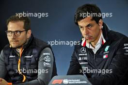 (L to R): Andreas Seidl, McLaren Managing Director and Toto Wolff (GER) Mercedes AMG F1 Shareholder and Executive Director in the FIA Press Conference. 25.10.2019. Formula 1 World Championship, Rd 18, Mexican Grand Prix, Mexico City, Mexico, Practice Day.