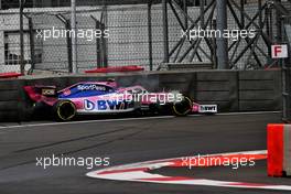 Lance Stroll (CDN) Racing Point F1 Team RP19 crashed in the first practice session. 25.10.2019. Formula 1 World Championship, Rd 18, Mexican Grand Prix, Mexico City, Mexico, Practice Day.