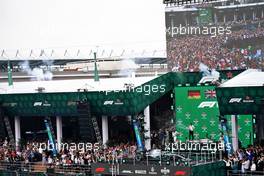 Race winner Lewis Hamilton (GBR) Mercedes AMG F1 celebrates on the podium.                                27.10.2019. Formula 1 World Championship, Rd 18, Mexican Grand Prix, Mexico City, Mexico, Race Day.