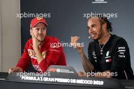 (L to R): Sebastian Vettel (GER) Ferrari and Lewis Hamilton (GBR) Mercedes AMG F1 in the post race FIA Press Conference.                                27.10.2019. Formula 1 World Championship, Rd 18, Mexican Grand Prix, Mexico City, Mexico, Race Day.