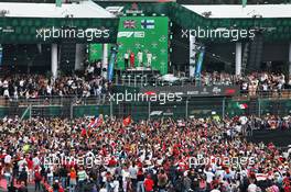 The podium (L to R): Sebastian Vettel (GER) Ferrari, second; Lewis Hamilton (GBR) Mercedes AMG F1, race winner; Valtteri Bottas (FIN) Mercedes AMG F1, third. 27.10.2019. Formula 1 World Championship, Rd 18, Mexican Grand Prix, Mexico City, Mexico, Race Day.