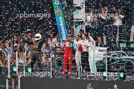The podium (L to R): Sebastian Vettel (GER) Ferrari, second; Lewis Hamilton (GBR) Mercedes AMG F1, race winner; Valtteri Bottas (FIN) Mercedes AMG F1, third. 27.10.2019. Formula 1 World Championship, Rd 18, Mexican Grand Prix, Mexico City, Mexico, Race Day.