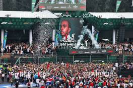 Race winner Lewis Hamilton (GBR) Mercedes AMG F1 celebrates on the podium. 27.10.2019. Formula 1 World Championship, Rd 18, Mexican Grand Prix, Mexico City, Mexico, Race Day.
