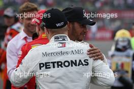 Lewis Hamilton (GBR) Mercedes AMG F1 W10 and Valtteri Bottas (FIN) Mercedes AMG F1 W10. 27.10.2019. Formula 1 World Championship, Rd 18, Mexican Grand Prix, Mexico City, Mexico, Race Day.