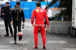 Charles Leclerc (MON) Ferrari and Daniel Ricciardo (AUS) Renault F1 Team play football in the paddock. 26.10.2019. Formula 1 World Championship, Rd 18, Mexican Grand Prix, Mexico City, Mexico, Qualifying Day.
