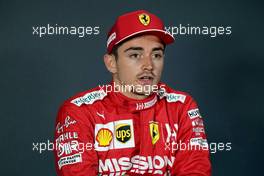 Charles Leclerc (MON) Ferrari in the post qualifying FIA Press Conference.                                26.10.2019. Formula 1 World Championship, Rd 18, Mexican Grand Prix, Mexico City, Mexico, Qualifying Day.