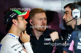 Sergio Perez (MEX) Racing Point F1 Team with Tim Wright (GBR) Racing Point F1 Team Race Engineer. 26.10.2019. Formula 1 World Championship, Rd 18, Mexican Grand Prix, Mexico City, Mexico, Qualifying Day.