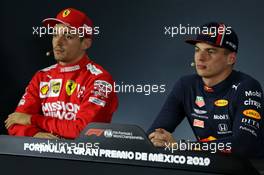 (L to R): Charles Leclerc (MON) Ferrari and Max Verstappen (NLD) Red Bull Racing in the post qualifying FIA Press Conference. 26.10.2019. Formula 1 World Championship, Rd 18, Mexican Grand Prix, Mexico City, Mexico, Qualifying Day.