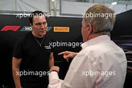DJ Tiesto (NLD) with Martin Brundle (GBR) Sky Sports Commentator - Pirelli Hot Laps.                                27.10.2019. Formula 1 World Championship, Rd 18, Mexican Grand Prix, Mexico City, Mexico, Race Day.