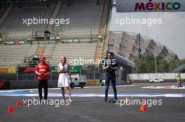 (L to R): Charles Leclerc (MON) Ferrari; Rachel Brookes (GBR) Sky Sports F1 Reporter; Nicholas Latifi (CDN) Williams Racing Test and Development Driver. 24.10.2019. Formula 1 World Championship, Rd 18, Mexican Grand Prix, Mexico City, Mexico, Preparation Day.