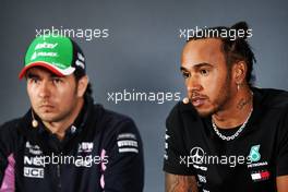 Lewis Hamilton (GBR) Mercedes AMG F1 and Lewis Hamilton (GBR) Mercedes AMG F1 in the FIA Press Conference. 24.10.2019. Formula 1 World Championship, Rd 18, Mexican Grand Prix, Mexico City, Mexico, Preparation Day.