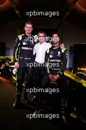 (L to R): Nico Hulkenberg (GER) Renault Sport F1 Team with Alain Prost (FRA) Renault Sport F1 Team Special Advisor and Daniel Ricciardo (AUS) Renault Sport F1 Team. 12.02.2019. Renault Sport F1 Team RS19 Launch, Enstone England. Tuesday.