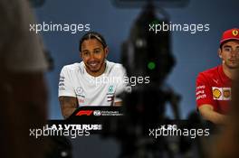 Race winner Lewis Hamilton (GBR) Mercedes AMG F1 in the post race FIA Press Conference. 29.09.2019. Formula 1 World Championship, Rd 16, Russian Grand Prix, Sochi Autodrom, Sochi, Russia, Race Day.