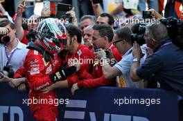 Charles Leclerc (MON) Ferrari celebrates his third position with the team in parc ferme. 29.09.2019. Formula 1 World Championship, Rd 16, Russian Grand Prix, Sochi Autodrom, Sochi, Russia, Race Day.