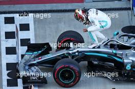 Race winner Lewis Hamilton (GBR) Mercedes AMG F1 W10 celebrates in parc ferme. 29.09.2019. Formula 1 World Championship, Rd 16, Russian Grand Prix, Sochi Autodrom, Sochi, Russia, Race Day.